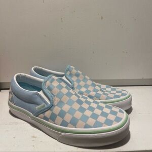 Brand New Vans Checkerboard Crystal Blue Slip-Ons Women’s Size 8